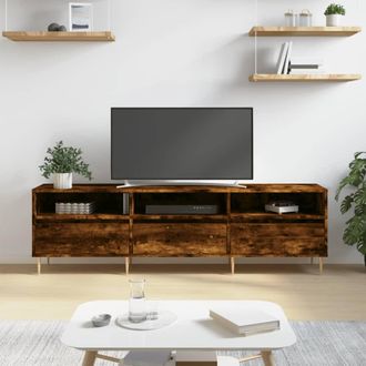 vidaXL Vidaxl - Mueble De Tv Madera Contrachapada Roble Ahumado 150x30x44,5 Cm