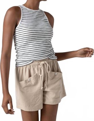 Lilla P Striped High Neck Tank In Black Stripe