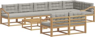 vidaXL Conjunto De Sof&aacute;s De Exterior 9 Uds. Blanco Y Gris Claro Vidaxl