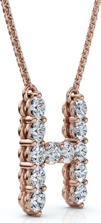 Pompeii3 1Ct Diamond Initial H Pendant 14k Gold 18 Necklace Lab Grown 5/8 Tall