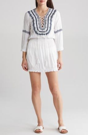 Boho Me Embroidered Cover-Up Dress in White/blue at Nordstrom Rack, Size X-Small