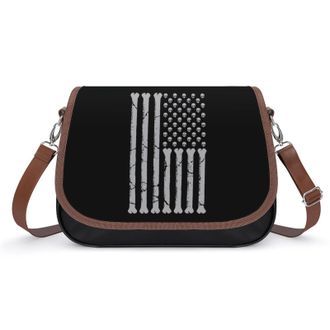 Generic Skull U.S. Flag Crossbody Bags for Women Fashion Leather Shoulder Handbags With Adjustable Strap