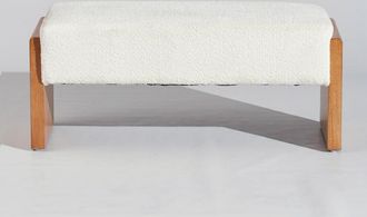 Maisons du monde Banco de madera de caucho y tela cruda