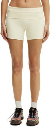 Cotton On Womens Active Ultra Soft Roll Over Shortie Short in Lemon Icing at Nordstrom, Size X-Large