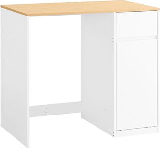 SoBuy Sobuy Mueble De Lavadora - Mueble De Ba&ntilde;o Con Canasta De Ropa Y Caj&oacute;n, Para Lavadora Y Secadora, Armario Para Lavadora De Madera, Blanco, 100 X 60 X 9