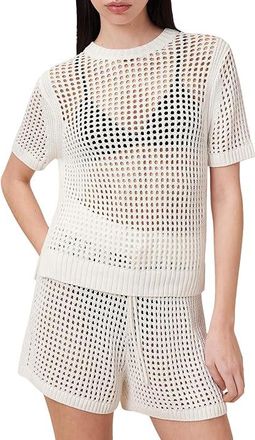 AllSaints Paloma T-Shirts Womens Clothing Chalk White : MD, Cotton/Viscose