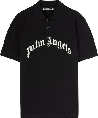 Palm Angels T-shirt stile polo con stampa logo - Nero