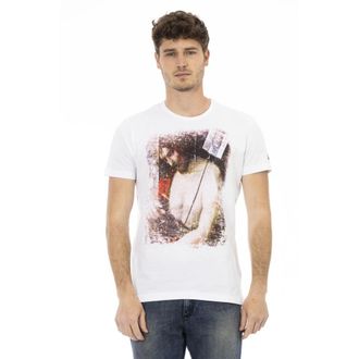 Trussardi Camiseta Casual de Manga Corta con Cuello Redondo - Tops - Hombre - Blanco - 3XL