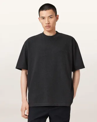 AllSaints Cotton Xander Flocked Logo Oversized T-Shirt, Size: XL