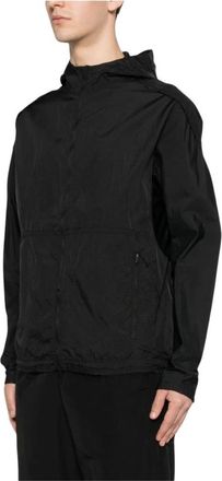 Yohji Yamamoto Light Jackets, male, Black, Size: XL Hooded Running Jacket