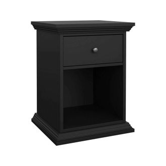 Dmora Dmora - Mesa De Noche Pascal, C&oacute;moda Baja, Mesilla De Noche, Estante De La Cama, 48x43 H63 Cm, Negro