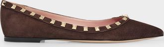 Valentino Garavani 5mm Rockstud Suede Ballerina Flats