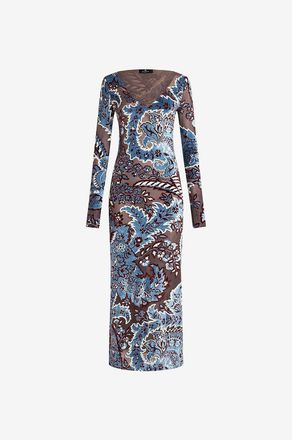 Etro Transparentes Schlauchkleid aus D&eacute;vor&eacute;-Samt mit Paisley-Motiv