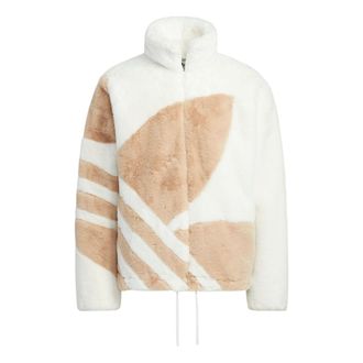 adidas (WMNS) adidas Fur Track Jacket Asia Sizing White Tan HR3485