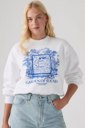 Levi's Graphic Everyday Crewneck Sweatshirt - Mujer - L - Blanco / Crew Garden Of Sounds Bright White