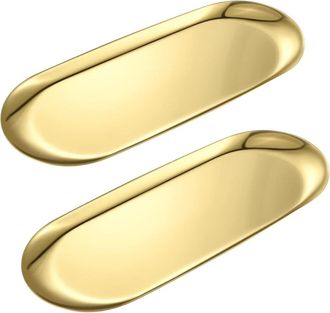 OEM Este Paquete De 2 Bandejas Ovaladas De Acero Inoxidable Dorado Es Perfecto Para Mesas De Centro, Salas De Estar Y Ba&ntilde;os. Tambi&eacute;n Se Puede Usar Como To