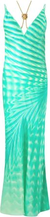 Roberto Cavalli Abito lungo con dettaglio collana - Verde