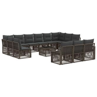 vidaXL Conjunto De Sof&aacute;s De Jard&iacute;n 14 Pcs Gris Rat&aacute;n Sint&eacute;tico Vidaxl