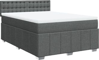vidaXL Cama Box Spring Con Colch&oacute;n Tela Gris Oscuro 140x200 Cm Vidaxl