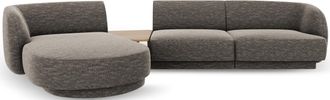 BLOOMINGLOFT 3-Sitzer Design Ecksofa Miley mit Beistelltisch - Chenille Dunkelgrau