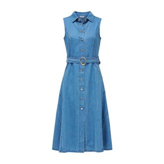 Salsa Shirt Dresses, female, Blue, Size: XS Denim Shirt Dress