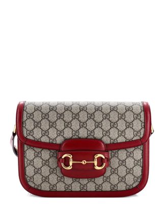 Gucci Horsebit 1955 Shoulder Bag GG Coated Canvas with Leather Small crossbody bag - Red