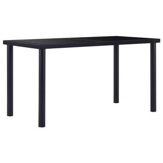 Berkfield Home Dining Table Black 140x70x75 cm Tempered Glass | Size: 140 x 70 x 75 cm