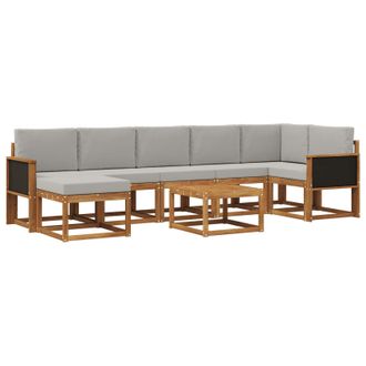 vidaXL Conjunto De Sof&aacute;s De Exterior 8 Pcs Natural Y Gris Claro Vidaxl