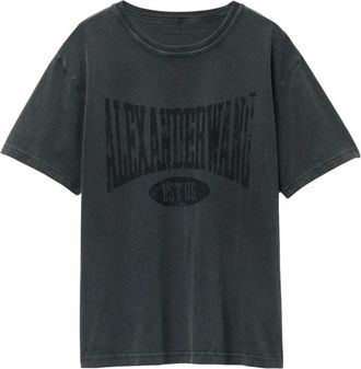 Alexander Wang Distressed Logo Katoenen T-shirt - Dames - T-shirts - Zwart - S - Katoen - Tops