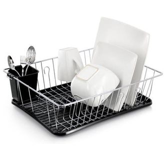 MegaChef 16 Inch Chrome Plated and Plastic Counter Top Drying Dish Rack in Black at Nordstrom
