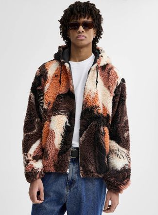 Obey Mens Wild horse high-pile fleece zip hoodie