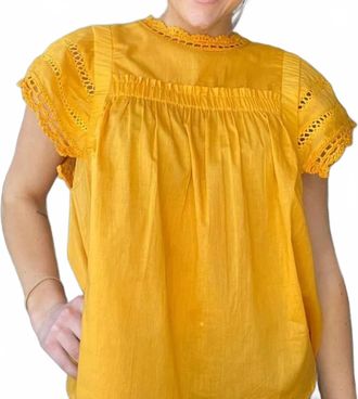Dear John Denim Edith Lace Detail Top In Sunny Yellow