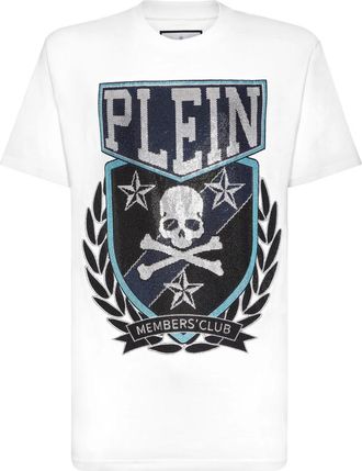 Philipp Plein T-shirt Round Neck Skull&Bones - Heren - T-shirts - Wit - 3XL - Katoen - Tops