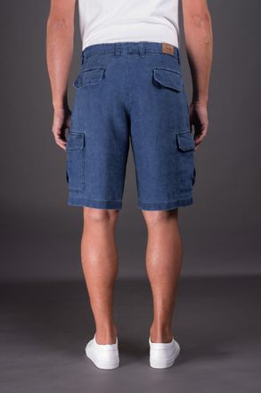 Moorer Mens Blue Cargo Cotton Trousers Denim