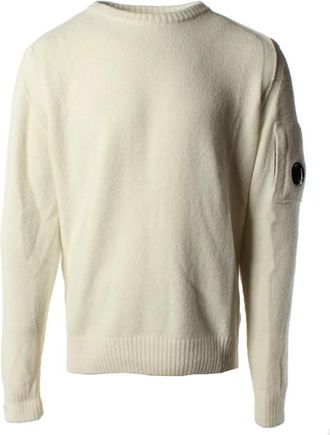 C.P. Company Beige Fleece Gebreide Trui - Heren - Ronde hals truien - Beige - XL - Wol - Truien & Vesten