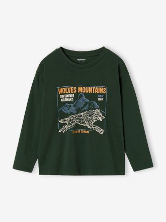 Vertbaudet Jungen Langarmshirt mit Aufdruck gr&uuml;n