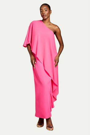 Coast Chiffon Cape Crepe Pencil Dress in Magenta at Nordstrom, Size 10