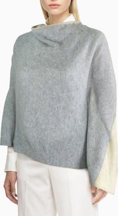 Portolano Colorblock Cashmere Poncho in Light Grey/White at Nordstrom Rack