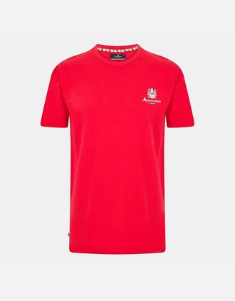 Aquascutum Mens Regular Fit Logo Print Crew Neck T-Shirt - Multi/Red - Size: 2X large