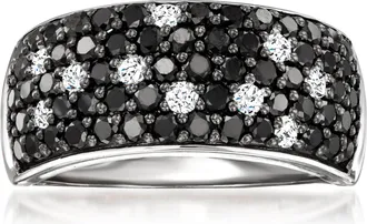 Ross-Simons Black and White Diamond Ring in Sterling Silver