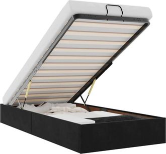 vidaXL Estructura Cama Otomana Sin Colch&oacute;n Terciopelo Negro 90x190 Cm Vidaxl