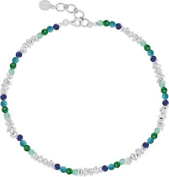 Dower & Hall Mens Gemstones Jagged Silver Nugget Anklet