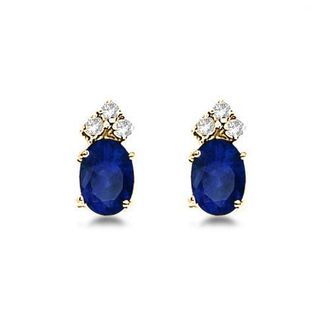 Allurez Oval Stud Earrings 14k in Blue Sapphire at Nordstrom