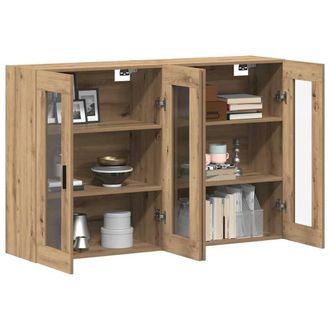 Berkfield Home Wall Mounted Cabinets 2 pcs Artisan Oak 69.5x34x90 cm Engineered Wood in Brown