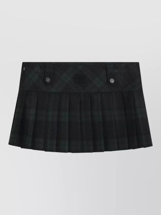 Miu Miu belt loop skirt button detail pleated