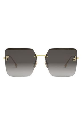Fendi First 59mm Geometric Sunglasses in Shiny Endura Gold Metal at Nordstrom