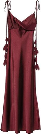 Self Portrait Satin Flower Midi Jurk - Dames - Feestkleedjes - Rood - S - Polyester - Kleedjes