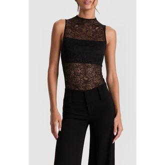 Alice & Olivia Nichol Lace Bodysuit in Black at Nordstrom Rack, Size X-Small