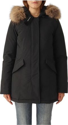 Woolrich Jassen, Dames, Zwart, XS, Leer, Luxury Arctic Raccoon Parka