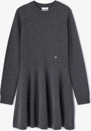 Ganni Mixed Grey Wool Mini Dress - Size XXS